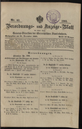 Verordnungs- und Anzeige-Blatt der k.k. General-Direction der österr. Staatsbahnen 18951231 Seite: 1