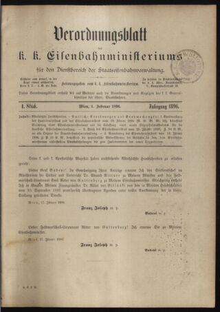 Verordnungs- und Anzeige-Blatt der k.k. General-Direction der österr. Staatsbahnen 18960201 Seite: 1