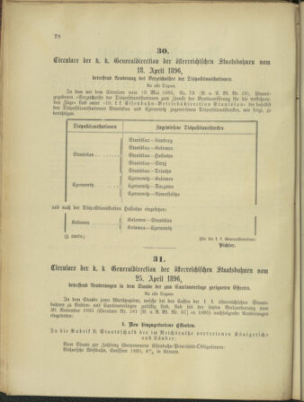 Verordnungs- und Anzeige-Blatt der k.k. General-Direction der österr. Staatsbahnen 18960502 Seite: 2