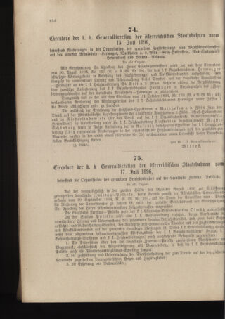 Verordnungs- und Anzeige-Blatt der k.k. General-Direction der österr. Staatsbahnen 18960718 Seite: 20