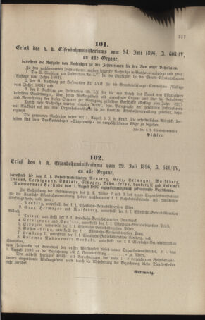 Verordnungs- und Anzeige-Blatt der k.k. General-Direction der österr. Staatsbahnen 18960731 Seite: 5