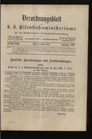 Verordnungs- und Anzeige-Blatt der k.k. General-Direction der österr. Staatsbahnen 18960808 Seite: 1