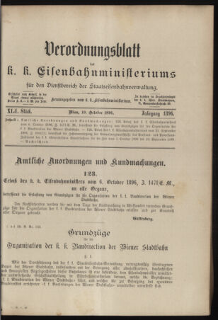 Verordnungs- und Anzeige-Blatt der k.k. General-Direction der österr. Staatsbahnen 18961010 Seite: 1