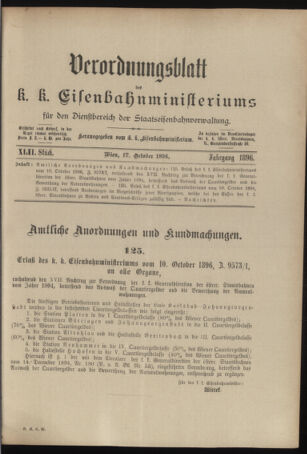 Verordnungs- und Anzeige-Blatt der k.k. General-Direction der österr. Staatsbahnen 18961017 Seite: 1