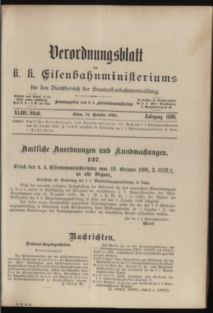 Verordnungs- und Anzeige-Blatt der k.k. General-Direction der österr. Staatsbahnen 18961024 Seite: 1