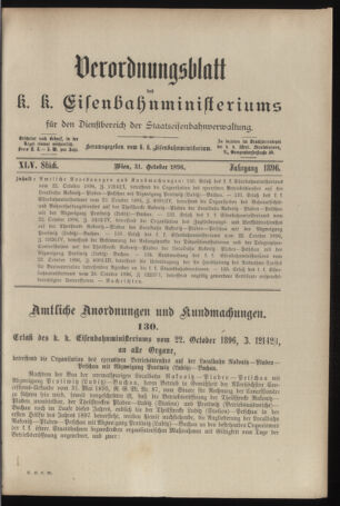 Verordnungs- und Anzeige-Blatt der k.k. General-Direction der österr. Staatsbahnen 18961031 Seite: 1