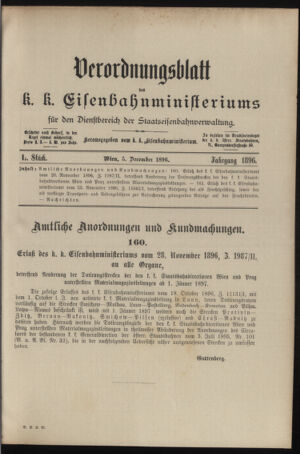 Verordnungs- und Anzeige-Blatt der k.k. General-Direction der österr. Staatsbahnen 18961205 Seite: 1