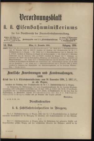 Verordnungs- und Anzeige-Blatt der k.k. General-Direction der österr. Staatsbahnen 18961211 Seite: 1