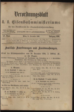 Verordnungs- und Anzeige-Blatt der k.k. General-Direction der österr. Staatsbahnen 18961231 Seite: 1