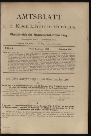 Verordnungs- und Anzeige-Blatt der k.k. General-Direction der österr. Staatsbahnen 18970105 Seite: 1