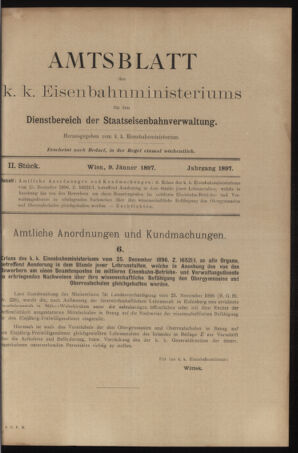 Verordnungs- und Anzeige-Blatt der k.k. General-Direction der österr. Staatsbahnen 18970109 Seite: 1