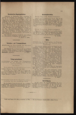 Verordnungs- und Anzeige-Blatt der k.k. General-Direction der österr. Staatsbahnen 18970116 Seite: 3