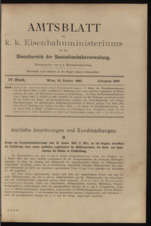 Verordnungs- und Anzeige-Blatt der k.k. General-Direction der österr. Staatsbahnen 18970123 Seite: 1