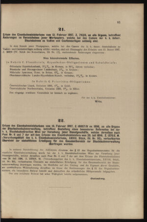 Verordnungs- und Anzeige-Blatt der k.k. General-Direction der österr. Staatsbahnen 18970220 Seite: 23