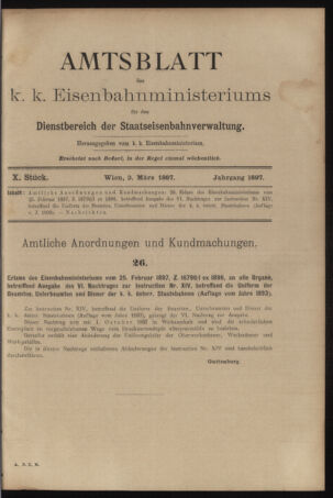 Verordnungs- und Anzeige-Blatt der k.k. General-Direction der österr. Staatsbahnen 18970303 Seite: 1