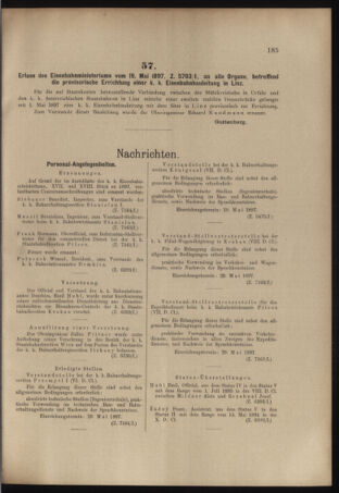 Verordnungs- und Anzeige-Blatt der k.k. General-Direction der österr. Staatsbahnen 18970522 Seite: 5