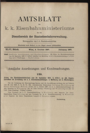 Verordnungs- und Anzeige-Blatt der k.k. General-Direction der österr. Staatsbahnen