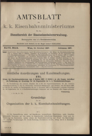 Verordnungs- und Anzeige-Blatt der k.k. General-Direction der österr. Staatsbahnen 18971013 Seite: 1