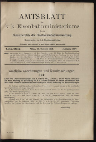 Verordnungs- und Anzeige-Blatt der k.k. General-Direction der österr. Staatsbahnen 18971023 Seite: 1