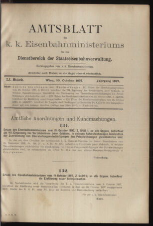 Verordnungs- und Anzeige-Blatt der k.k. General-Direction der österr. Staatsbahnen 18971030 Seite: 1