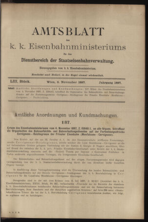 Verordnungs- und Anzeige-Blatt der k.k. General-Direction der österr. Staatsbahnen 18971106 Seite: 1