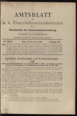 Verordnungs- und Anzeige-Blatt der k.k. General-Direction der österr. Staatsbahnen 18971119 Seite: 1