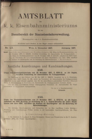 Verordnungs- und Anzeige-Blatt der k.k. General-Direction der österr. Staatsbahnen 18971204 Seite: 1