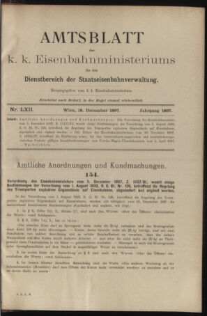 Verordnungs- und Anzeige-Blatt der k.k. General-Direction der österr. Staatsbahnen 18971218 Seite: 1