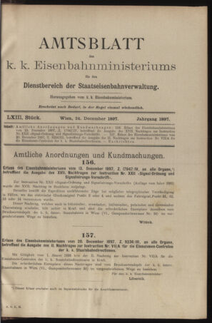 Verordnungs- und Anzeige-Blatt der k.k. General-Direction der österr. Staatsbahnen 18971224 Seite: 1