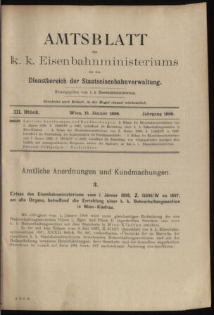 Verordnungs- und Anzeige-Blatt der k.k. General-Direction der österr. Staatsbahnen 18980115 Seite: 1