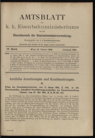 Verordnungs- und Anzeige-Blatt der k.k. General-Direction der österr. Staatsbahnen 18980122 Seite: 1