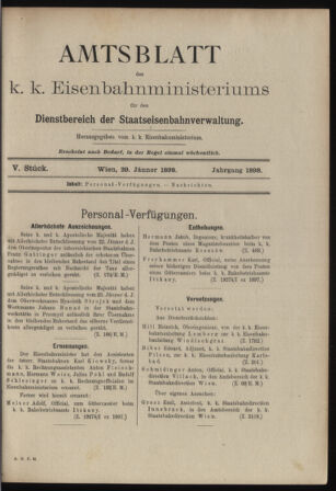 Verordnungs- und Anzeige-Blatt der k.k. General-Direction der österr. Staatsbahnen 18980129 Seite: 1