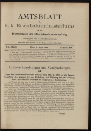 Verordnungs- und Anzeige-Blatt der k.k. General-Direction der österr. Staatsbahnen 18980402 Seite: 1