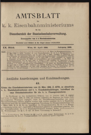 Verordnungs- und Anzeige-Blatt der k.k. General-Direction der österr. Staatsbahnen 18980430 Seite: 1