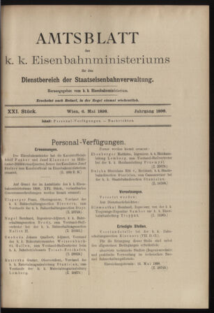 Verordnungs- und Anzeige-Blatt der k.k. General-Direction der österr. Staatsbahnen 18980506 Seite: 1