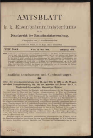 Verordnungs- und Anzeige-Blatt der k.k. General-Direction der österr. Staatsbahnen 18980521 Seite: 1