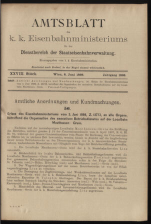 Verordnungs- und Anzeige-Blatt der k.k. General-Direction der österr. Staatsbahnen