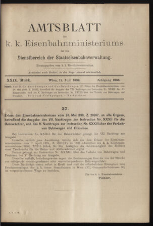 Verordnungs- und Anzeige-Blatt der k.k. General-Direction der österr. Staatsbahnen 18980611 Seite: 1