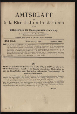 Verordnungs- und Anzeige-Blatt der k.k. General-Direction der österr. Staatsbahnen 18980618 Seite: 1