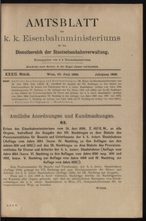 Verordnungs- und Anzeige-Blatt der k.k. General-Direction der österr. Staatsbahnen 18980630 Seite: 1