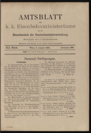 Verordnungs- und Anzeige-Blatt der k.k. General-Direction der österr. Staatsbahnen 18980806 Seite: 1