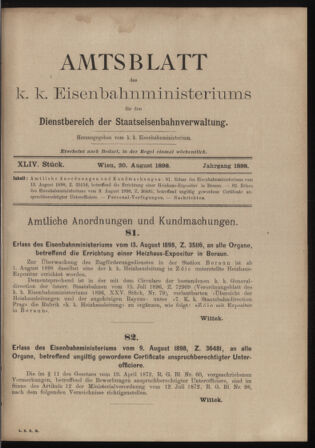 Verordnungs- und Anzeige-Blatt der k.k. General-Direction der österr. Staatsbahnen