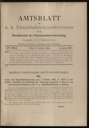 Verordnungs- und Anzeige-Blatt der k.k. General-Direction der österr. Staatsbahnen 18981015 Seite: 1