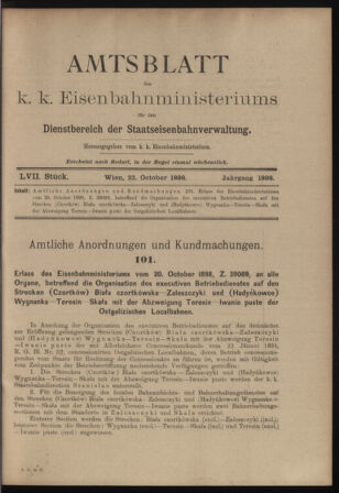 Verordnungs- und Anzeige-Blatt der k.k. General-Direction der österr. Staatsbahnen 18981022 Seite: 1