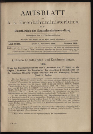 Verordnungs- und Anzeige-Blatt der k.k. General-Direction der österr. Staatsbahnen 18981107 Seite: 1