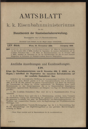 Verordnungs- und Anzeige-Blatt der k.k. General-Direction der österr. Staatsbahnen 18981123 Seite: 1