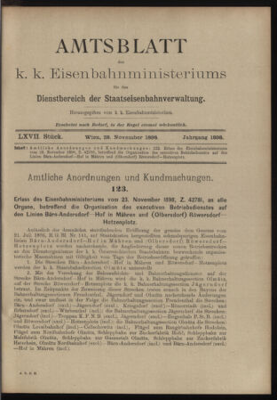 Verordnungs- und Anzeige-Blatt der k.k. General-Direction der österr. Staatsbahnen 18981128 Seite: 1