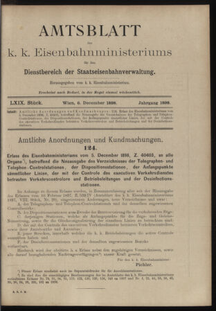 Verordnungs- und Anzeige-Blatt der k.k. General-Direction der österr. Staatsbahnen 18981206 Seite: 1