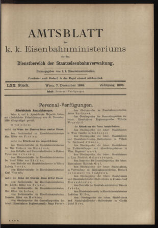 Verordnungs- und Anzeige-Blatt der k.k. General-Direction der österr. Staatsbahnen