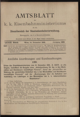 Verordnungs- und Anzeige-Blatt der k.k. General-Direction der österr. Staatsbahnen 18981214 Seite: 1